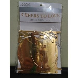 Party Decorations CHEERS TO LOVE Gold Cut-Out Banner 72"x 5.56" Gold Foil Banner